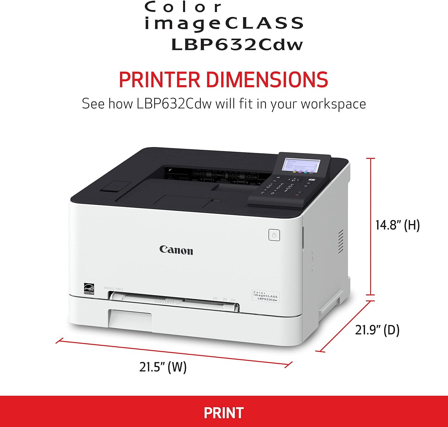 Canon Color imageCLASS LBP632Cdw - Wireless Duplex Laser Printer, Single Function, Home Office, Mobile Ready, 22 PPM Color, White image 2