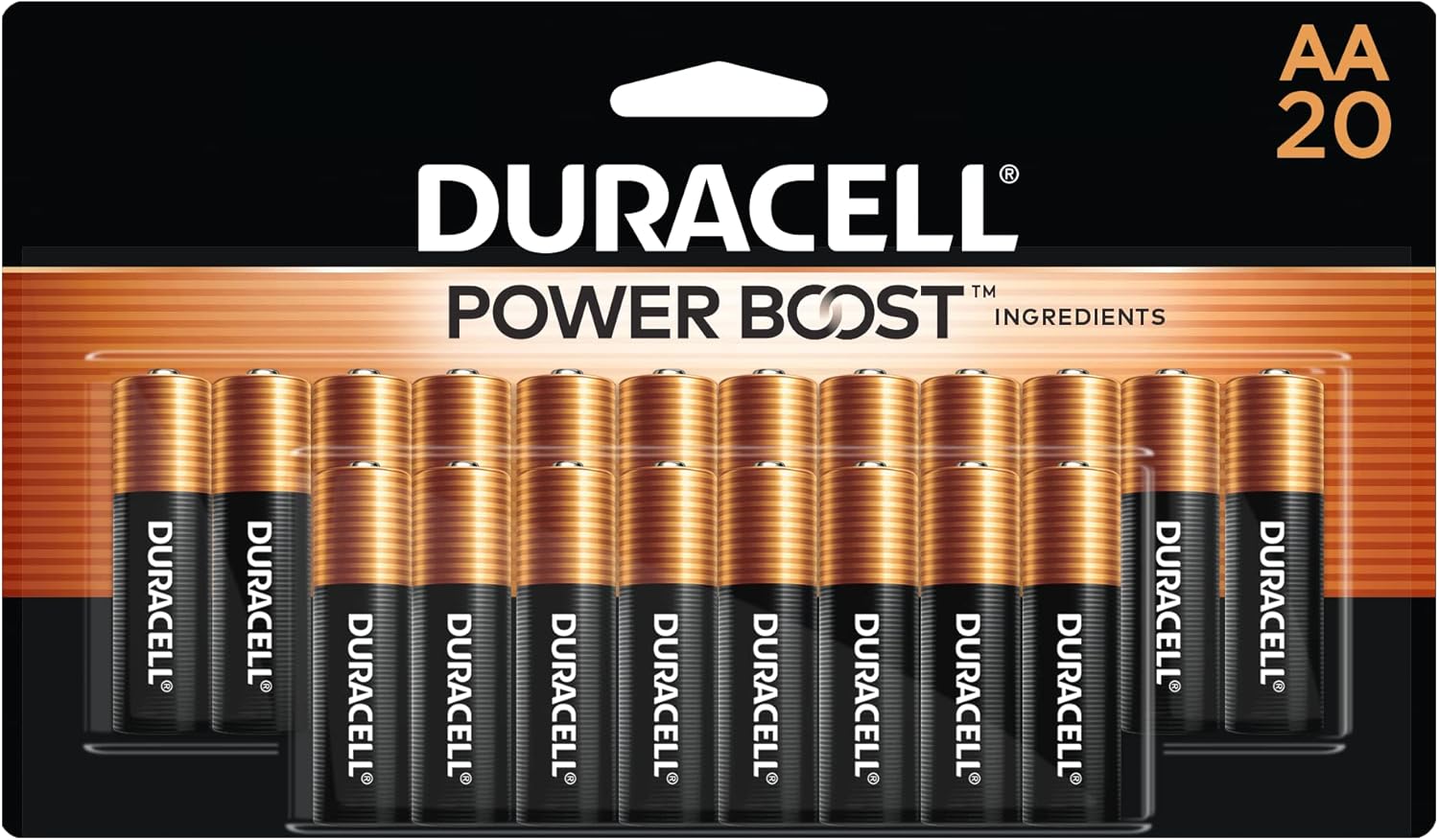 Duracell Coppertop AA Batteries with Power Boost Ingredients, 20 Count Pack Double A Battery with Long-lasting Power, Alkaline AA Battery for Household and Office Devices image 1