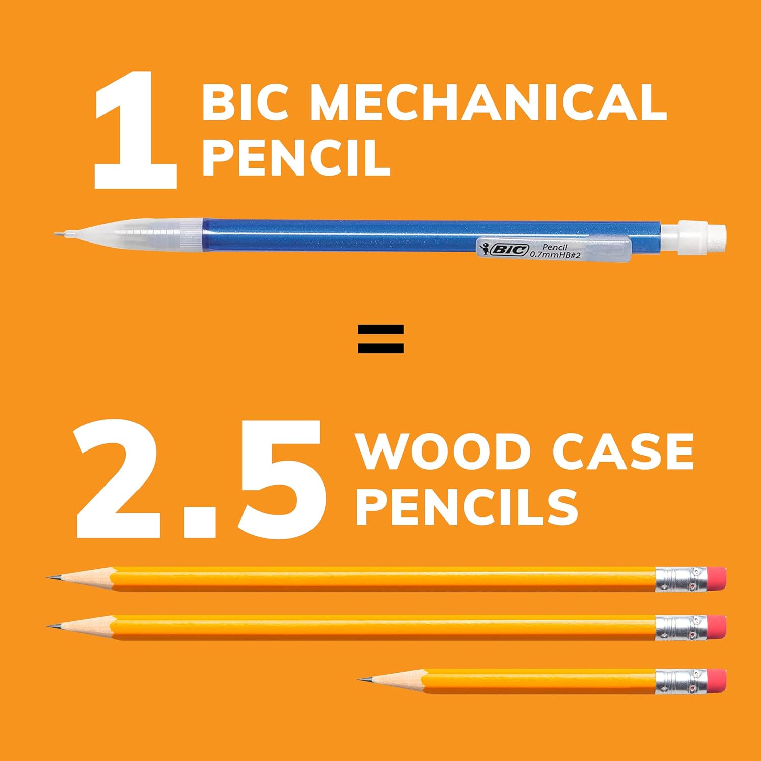 BIC Xtra-Sparkle Number 2 Mechanical Pencils With Erasers (MPLP241-BLK), Medium Point (0.7mm), 24-Count Pack, Cute Mechanical Pencils For Girls, Boys and Adults (Barrel Colors May Vary) image 6