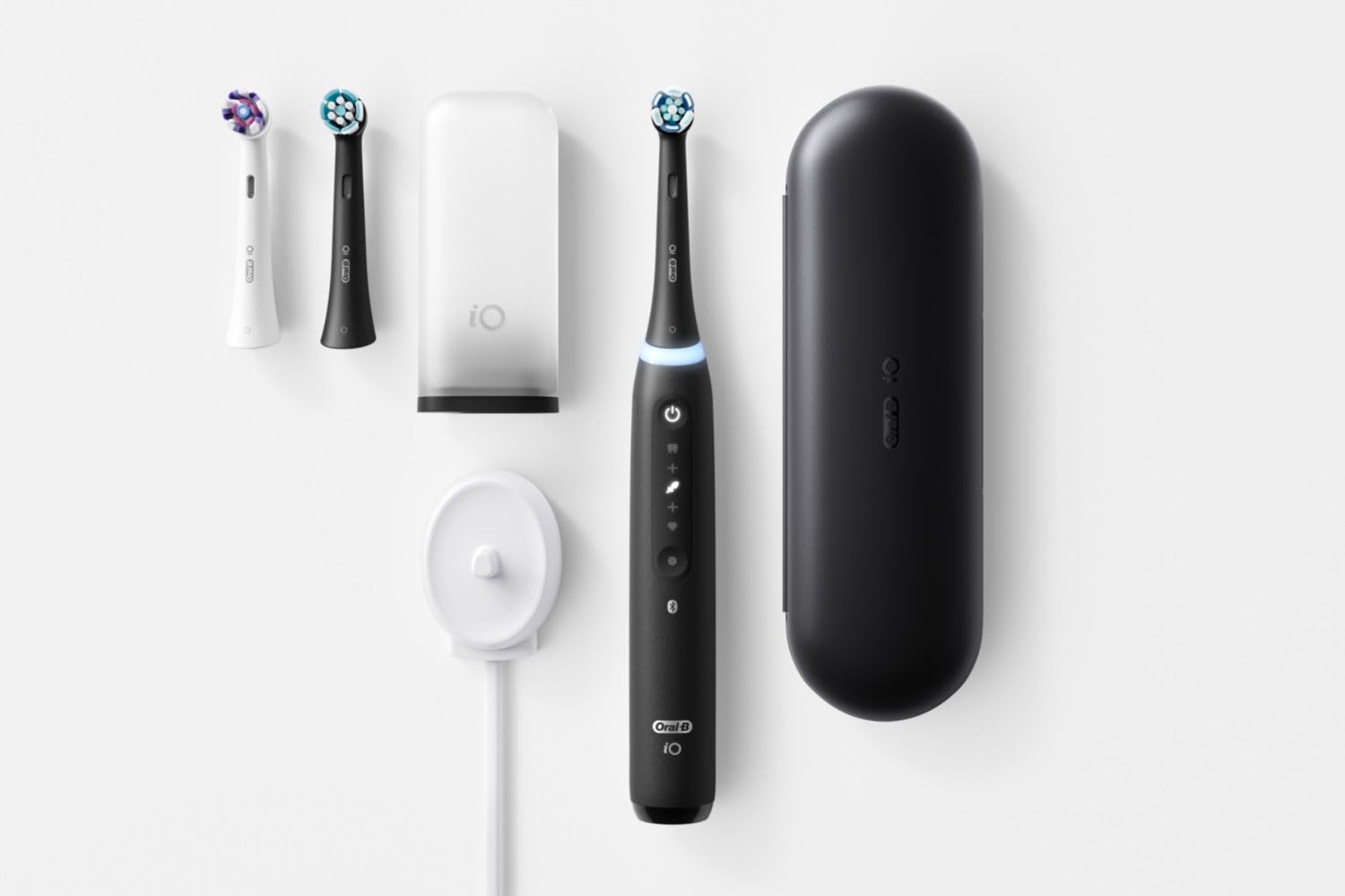 Oral-B iO Deep Clean + Whiten Rechargeable Electric Toothbrush with Visible Pressure Sensor, 2 Minute Timer, 5 Cleaning Settings, 1 iO5 Limited, 3 Toothbrush Heads, Travel Case & Refill Holder, Black image 10