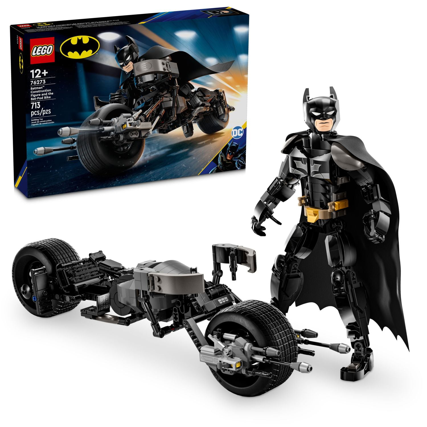 LEGO DC Batman: Batman Construction Figure & Bat-Pod Bike, The Dark Knight Action Figure and Motorcycle, Superhero Toy Gift for Kids, 76273 image 1