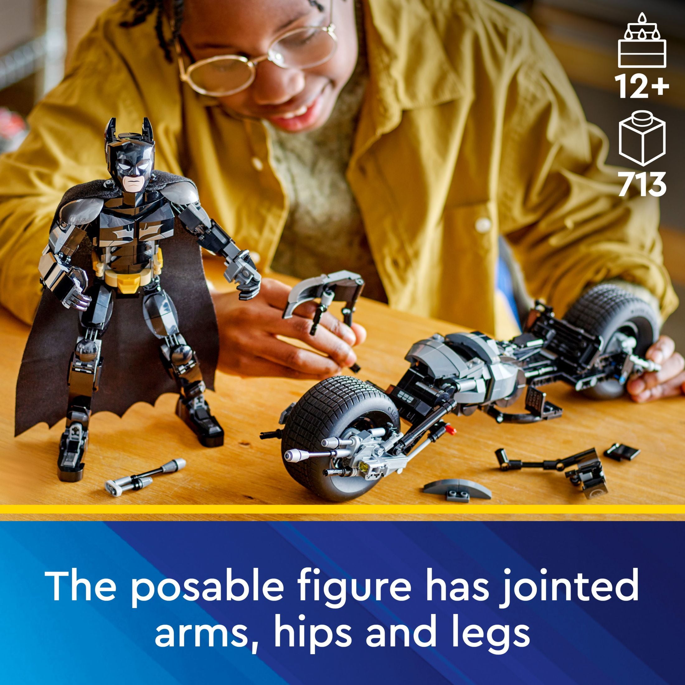 LEGO DC Batman: Batman Construction Figure & Bat-Pod Bike, The Dark Knight Action Figure and Motorcycle, Superhero Toy Gift for Kids, 76273 image 4
