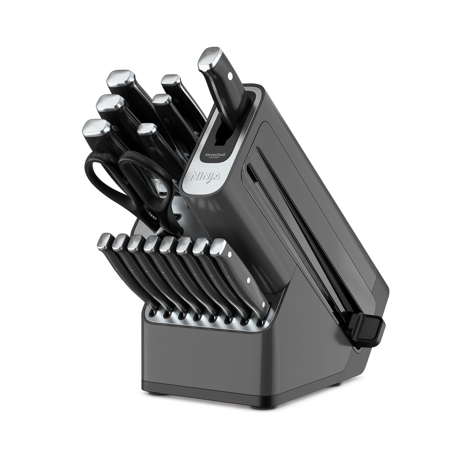 Ninja K32017 Foodi NeverDull Premium Knife System, 17 Piece Knife Block Set with Built-in Sharpener, German Stainless Steel Knives, Black image 1