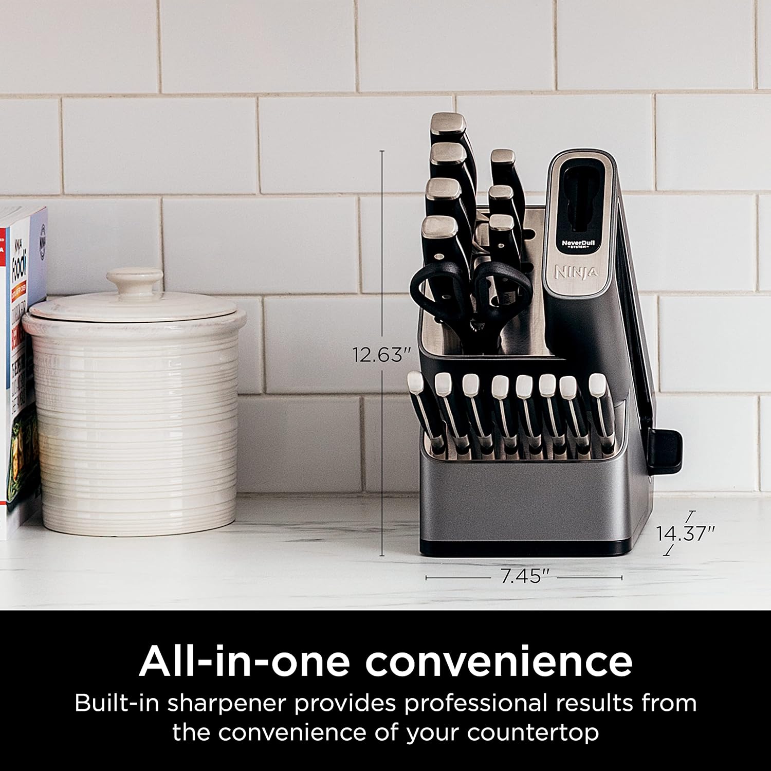 Ninja K32017 Foodi NeverDull Premium Knife System, 17 Piece Knife Block Set with Built-in Sharpener, German Stainless Steel Knives, Black image 6