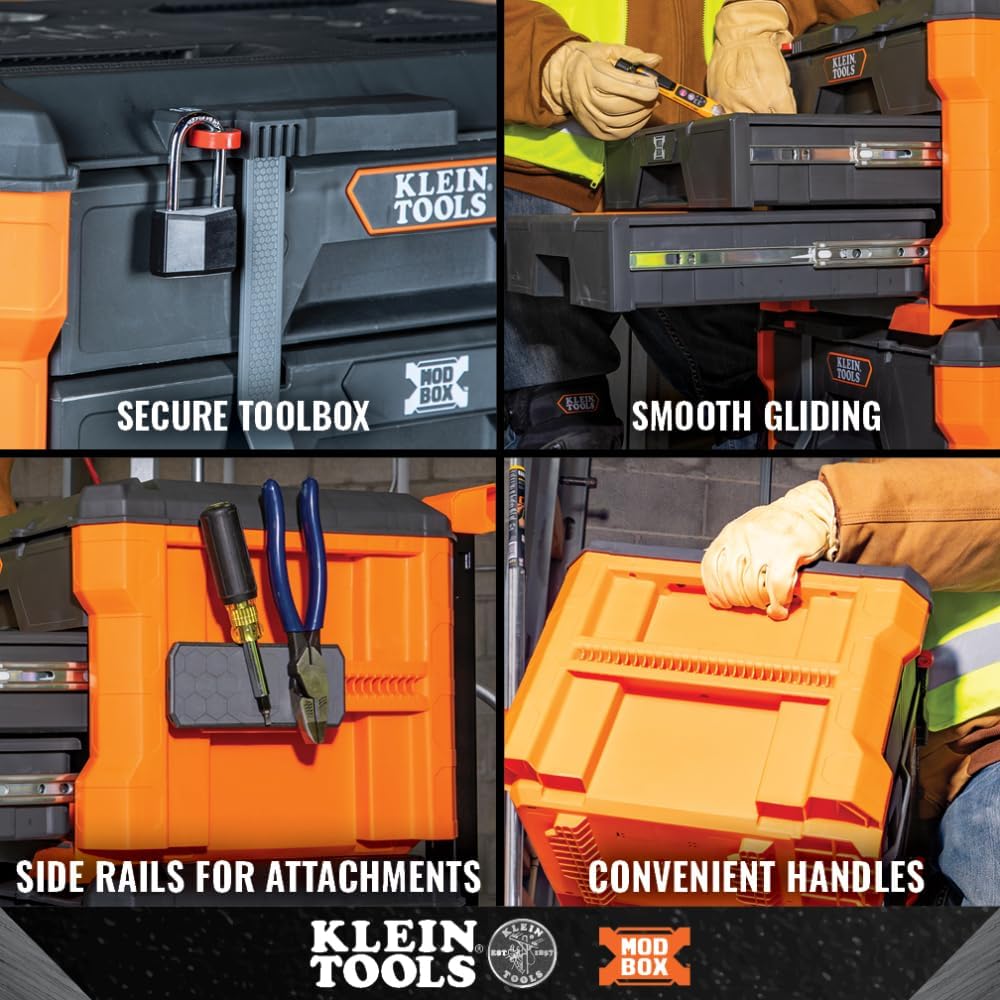 Klein Tools 54823MB MODbox 3-Drawer Tool Box Organizer, Heavy-Duty Tool Storage, Stackable Module, 50-Pound Capacity image 2