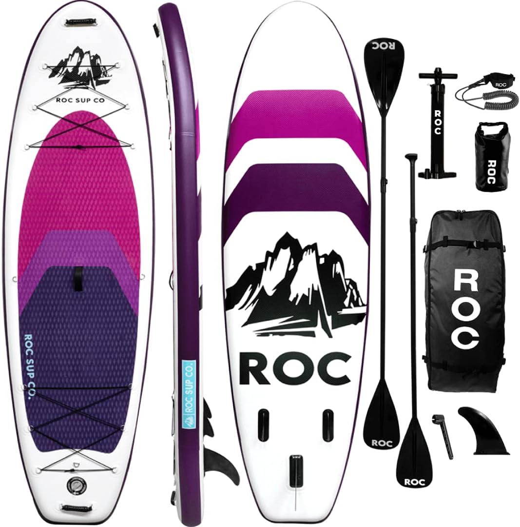 Roc Inflatable Stand Up Paddle Boards with Premium SUP Paddle Board Accessories, Wide Stable Design, Non-Slip Comfort Deck for Youth & Adults image 1