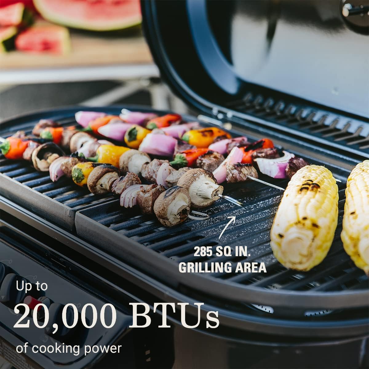Coleman RoadTrip 285 Portable Stand-Up Propane Grill with 3 Adjustable Burners & Instastart Ignition, 20,000 BTUs of Power for Outdoor Cooking, Camping, Tailgating, Grilling, BBQs, & More image 2