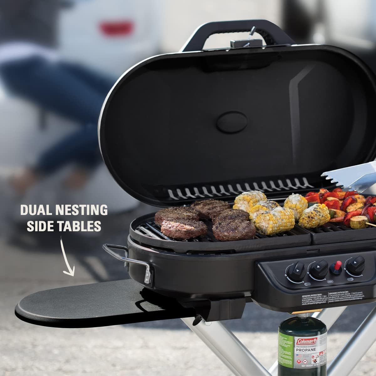 Coleman RoadTrip 285 Portable Stand-Up Propane Grill with 3 Adjustable Burners & Instastart Ignition, 20,000 BTUs of Power for Outdoor Cooking, Camping, Tailgating, Grilling, BBQs, & More image 6