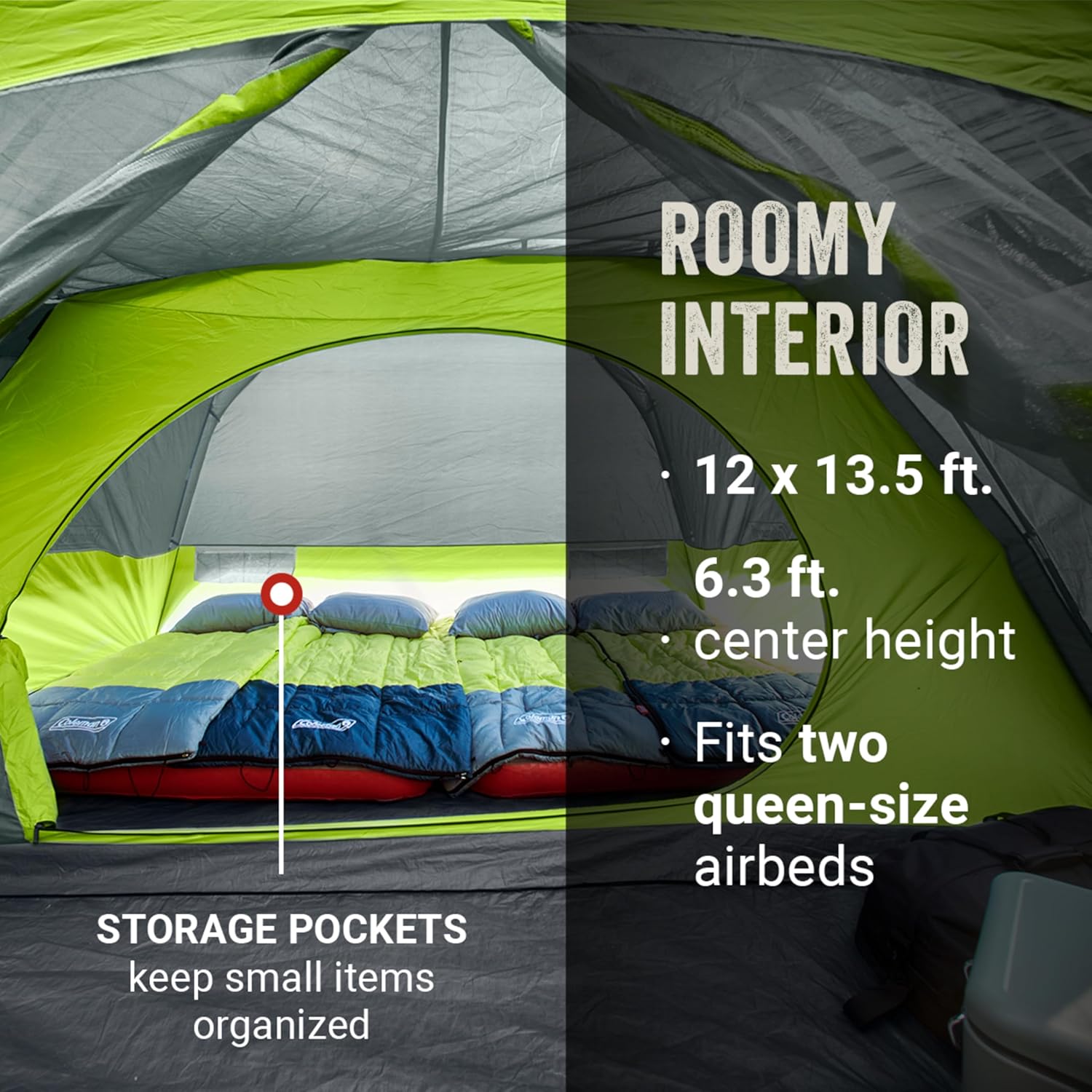 Coleman Skydome Camping Tent with Screened Porch & 5-Minute Setup, Weatherproof 4/6/8 Person Tent with Rainfly & Carry Bag, Made of PFAS-Free Materials image 2