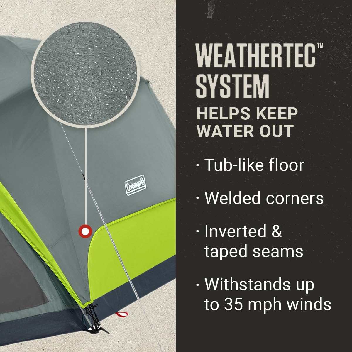 Coleman Skydome Camping Tent with Screened Porch & 5-Minute Setup, Weatherproof 4/6/8 Person Tent with Rainfly & Carry Bag, Made of PFAS-Free Materials image 6