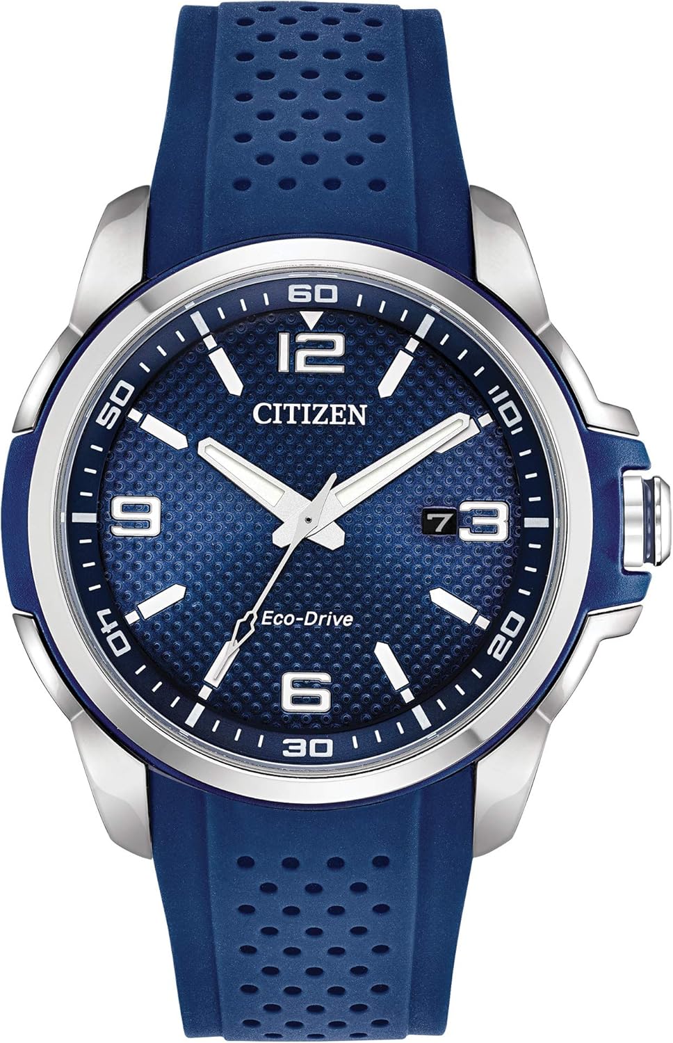 Citizen Men's Eco-Drive Weekender Watch in Stainless Steel with Blue Polyurethane strap, Blue Dial (Model: AW1158-05L) image 1