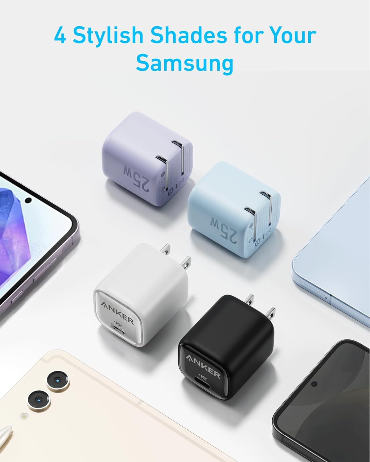 Anker 25W USB C Charger Block, Compact and Foldable, Supports PPS Fast Charging for Galaxy S24/Z Fold/Z Flip/Tab, iPhone, iPad (Black, 1pack with Cable) image 7