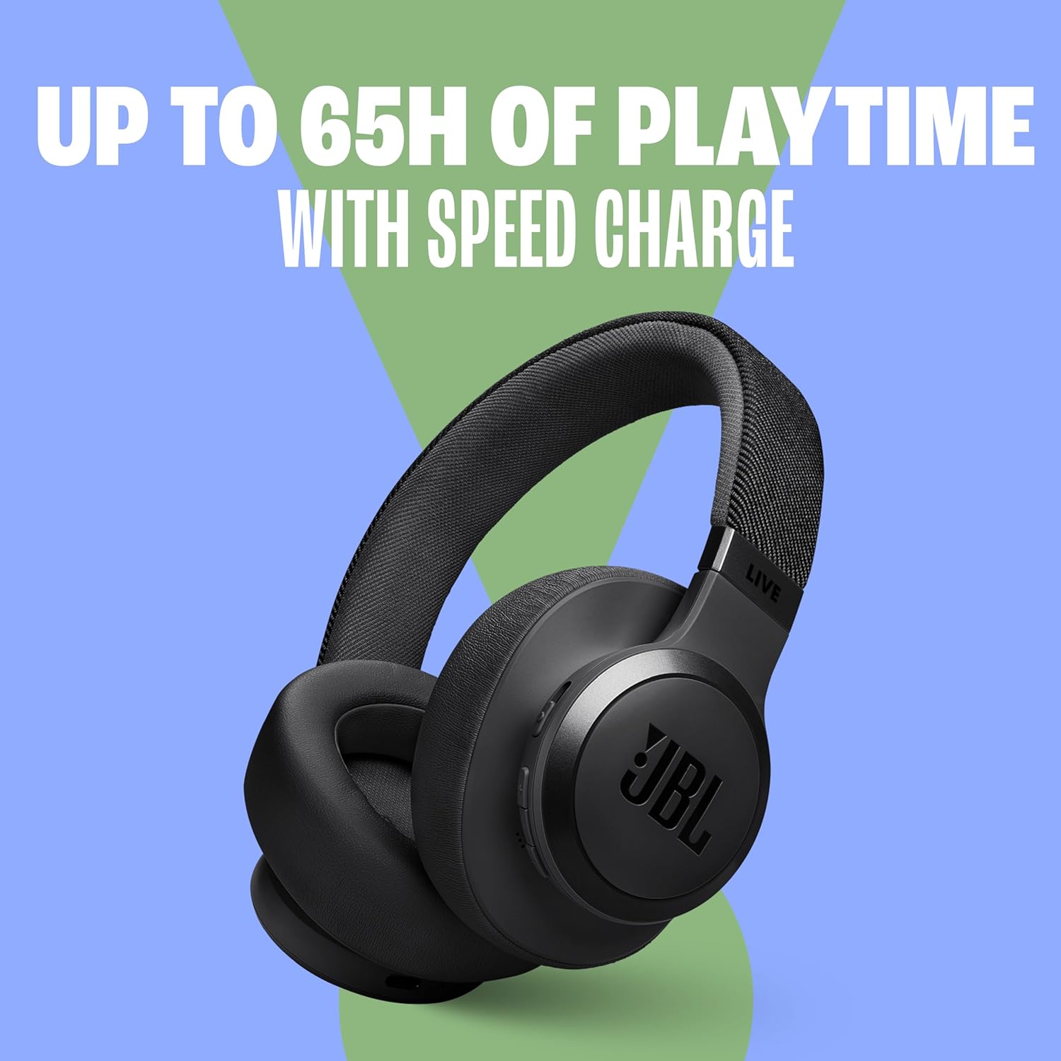 JBL Live 770NC - Wireless Over-Ear Headphones with True Adaptive Noise Cancelling with Smart Ambient, Up to 65 Hours of Battery Life, Comfort-fit Fabric Headband & Carrying Pouch (Blue) image 3