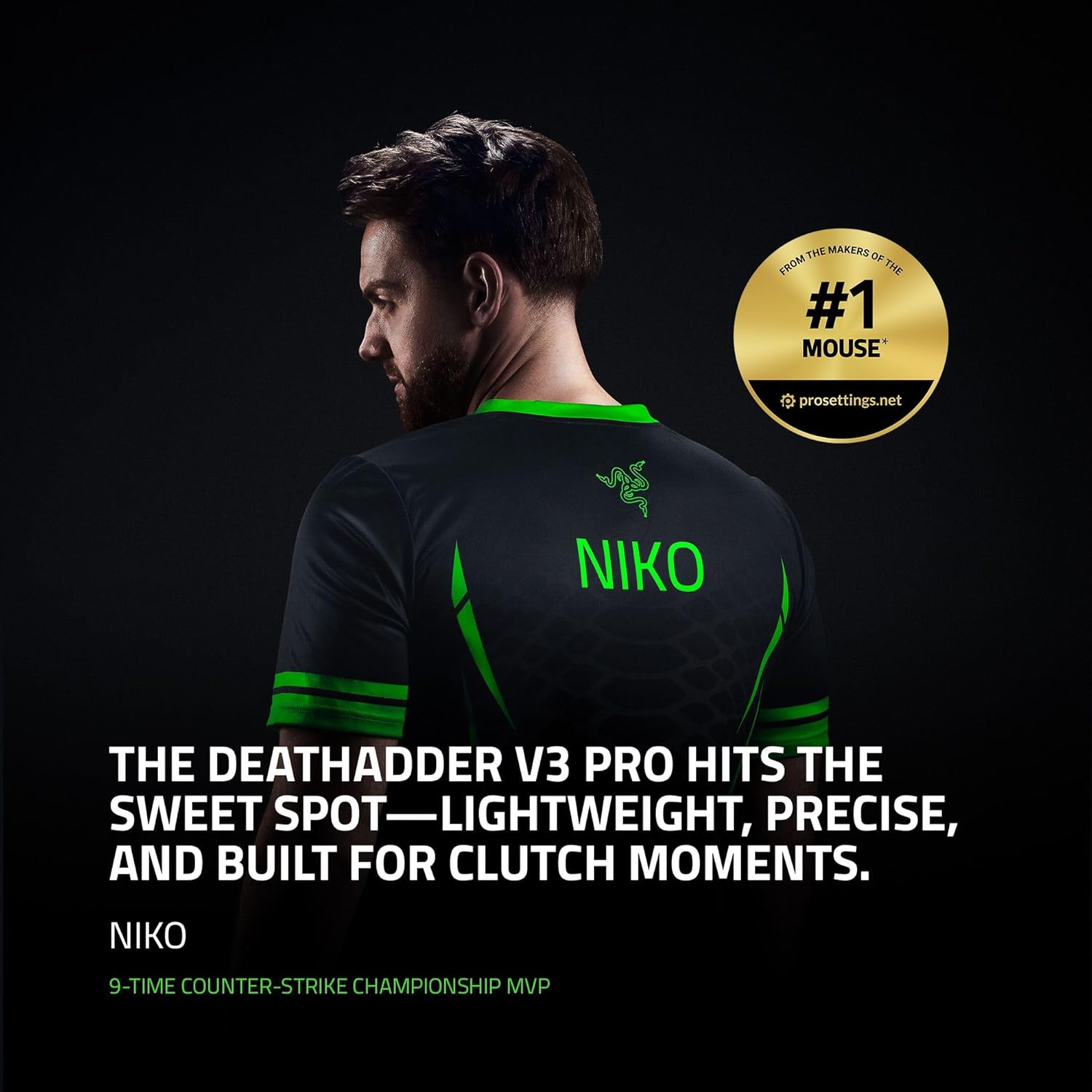 Razer DeathAdder V3 Pro Gaming Mouse: 63g Ultra Lightweight - Focus Pro 30K Optical Sensor - Fast Optical Switches Gen-3 - HyperSpeed Wireless - 5 Programmable Buttons - 90 Hr Battery - Black image 2