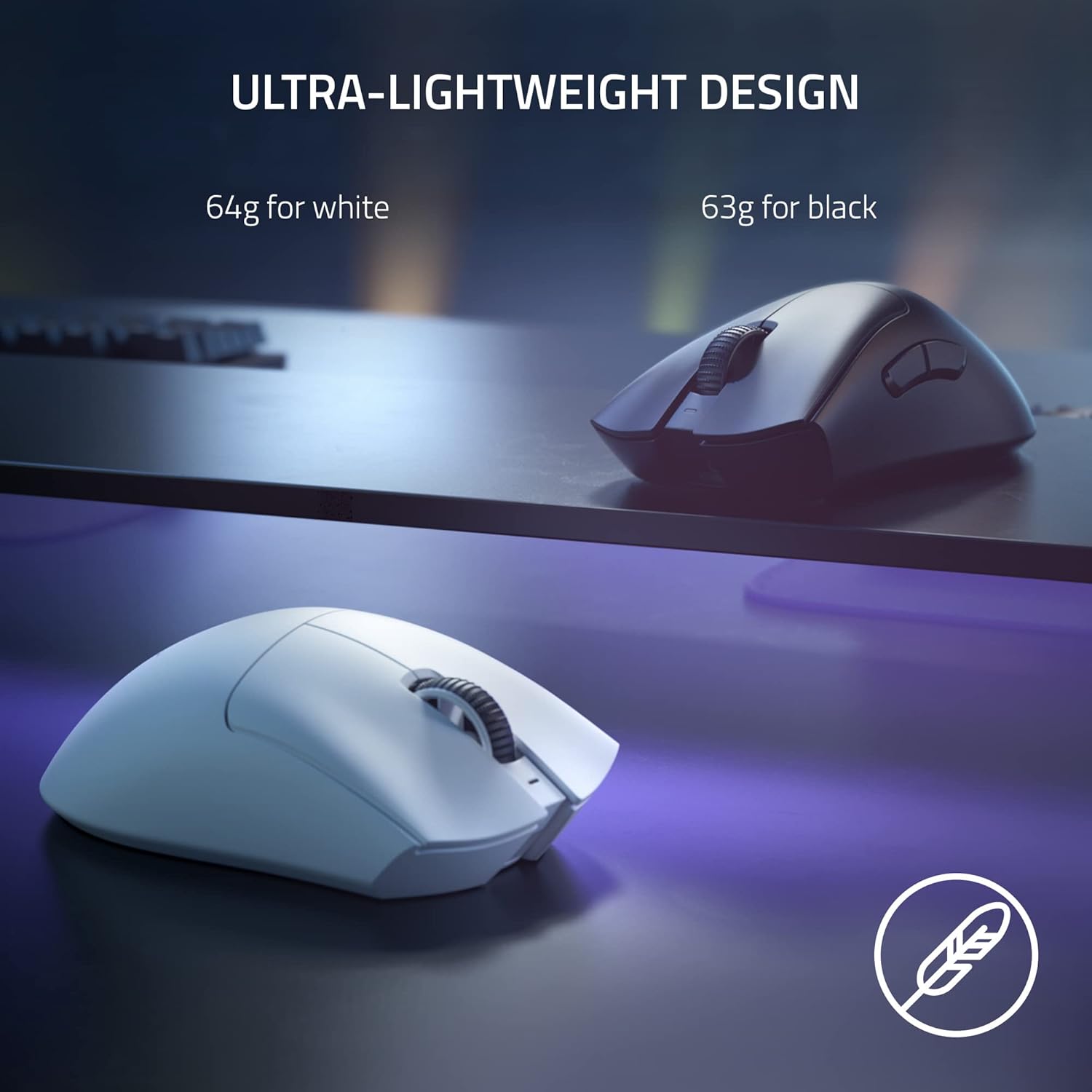 Razer DeathAdder V3 Pro Gaming Mouse: 63g Ultra Lightweight - Focus Pro 30K Optical Sensor - Fast Optical Switches Gen-3 - HyperSpeed Wireless - 5 Programmable Buttons - 90 Hr Battery - Black image 3