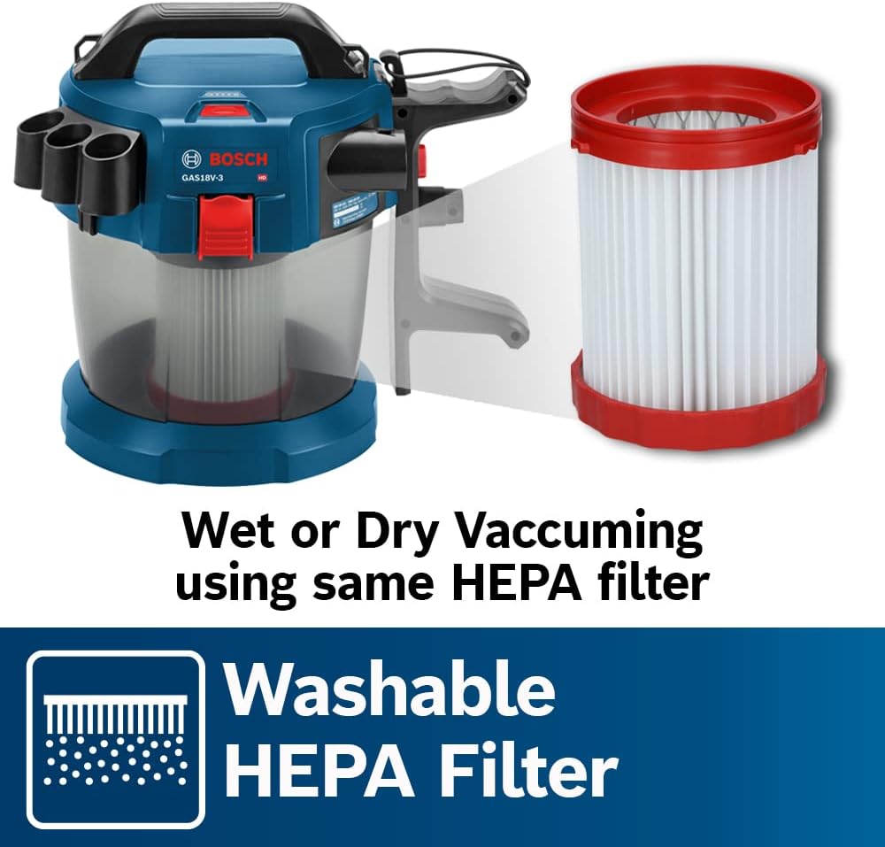 BOSCH GAS18V-3N 18 V 2.6-Gallon Wet/Dry Vacuum Cleaner with HEPA Filter (Bare Tool) image 10