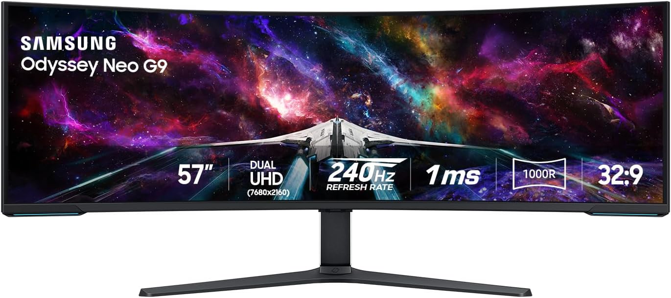 Samsung 57" Odyssey Neo G9 Series Dual 4K UHD 1000R Curved Gaming Monitor, 240Hz, 1ms with DisplayPort 2.1, Quantum Mini-LED, DisplayHDR 1000, AMD FreeSync Premium Pro, LS57CG952NNXZA image 1
