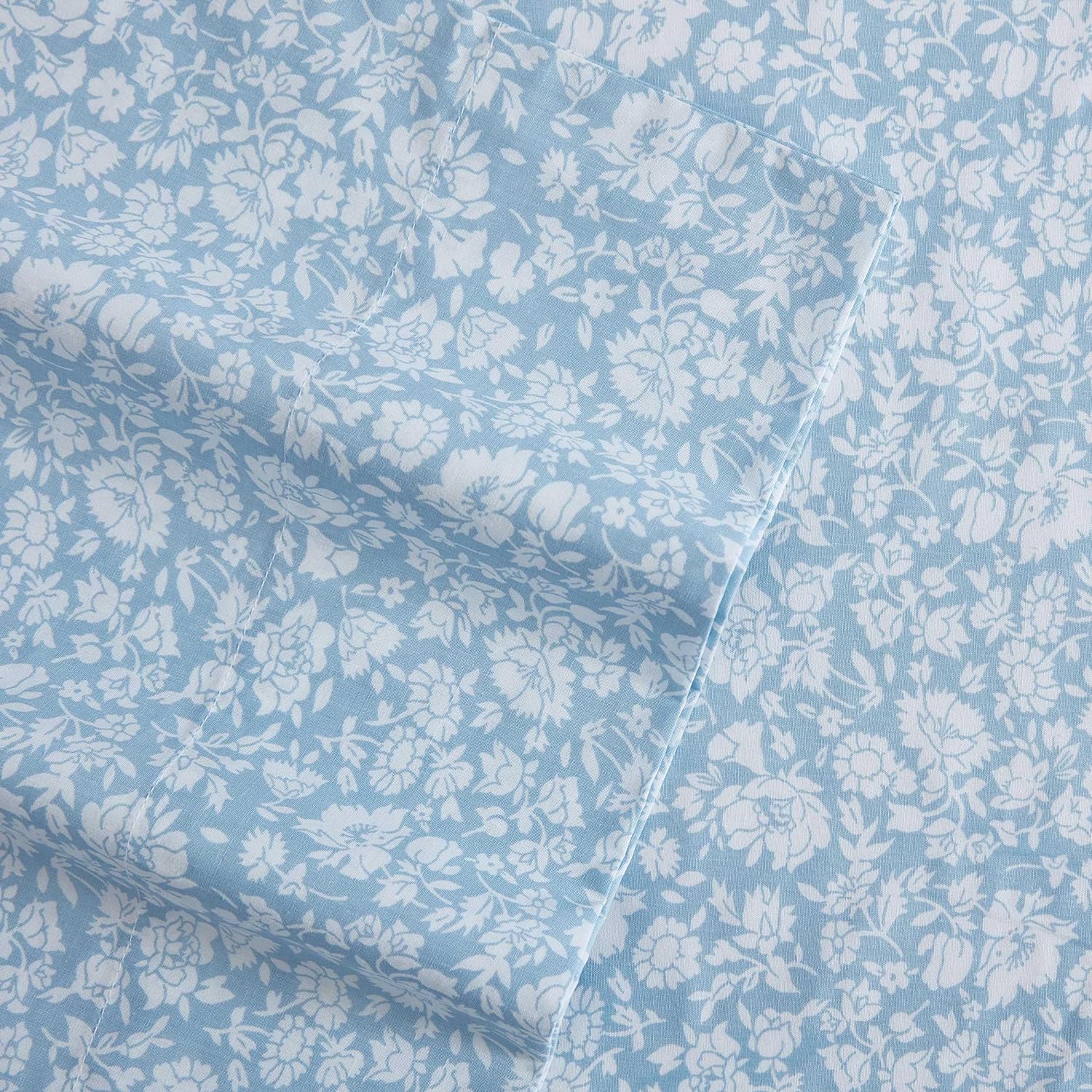 Laura Ashley - Twin Bed Sheets, Cotton Percale Bedding with Matching Pillowcase, Crisp & Cool Bed Set with Deep Pocket, Oeko-Tex Certified, Dorm Essentials (Heirloom Ditzy Blue) image 2