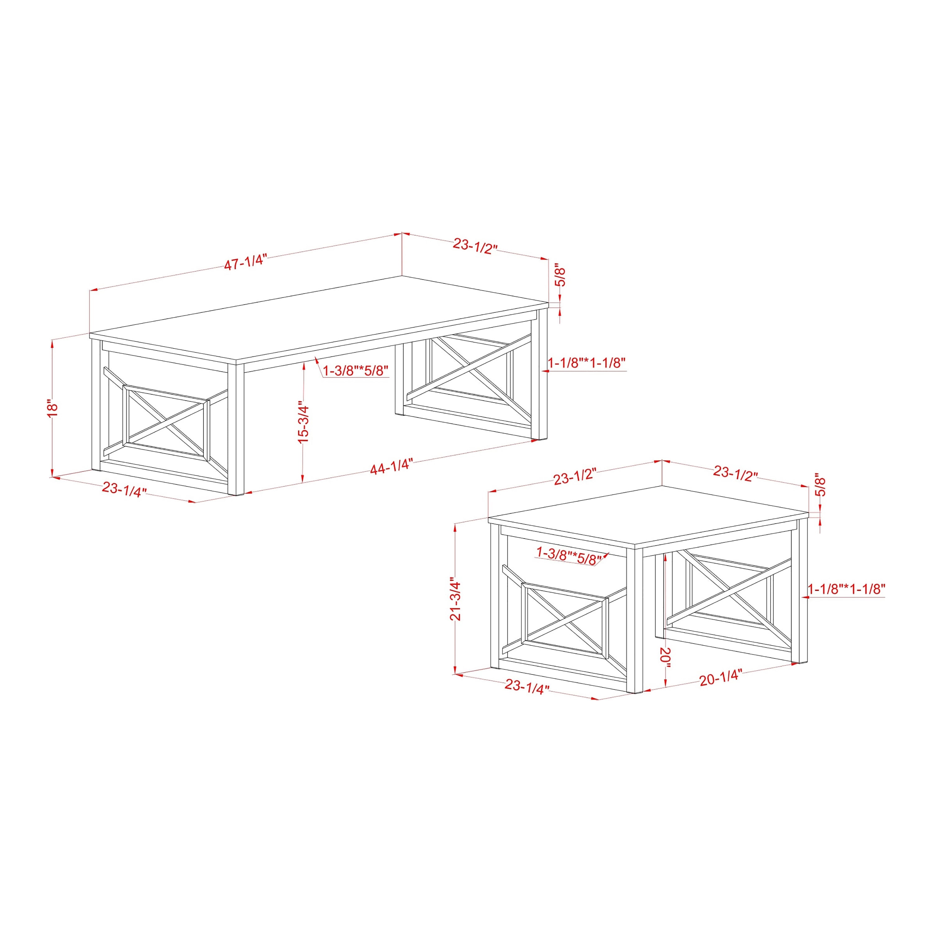 Furniture of America Dexter Wood Top and Metal Gray 2-Piece Coffee Table Set image 11
