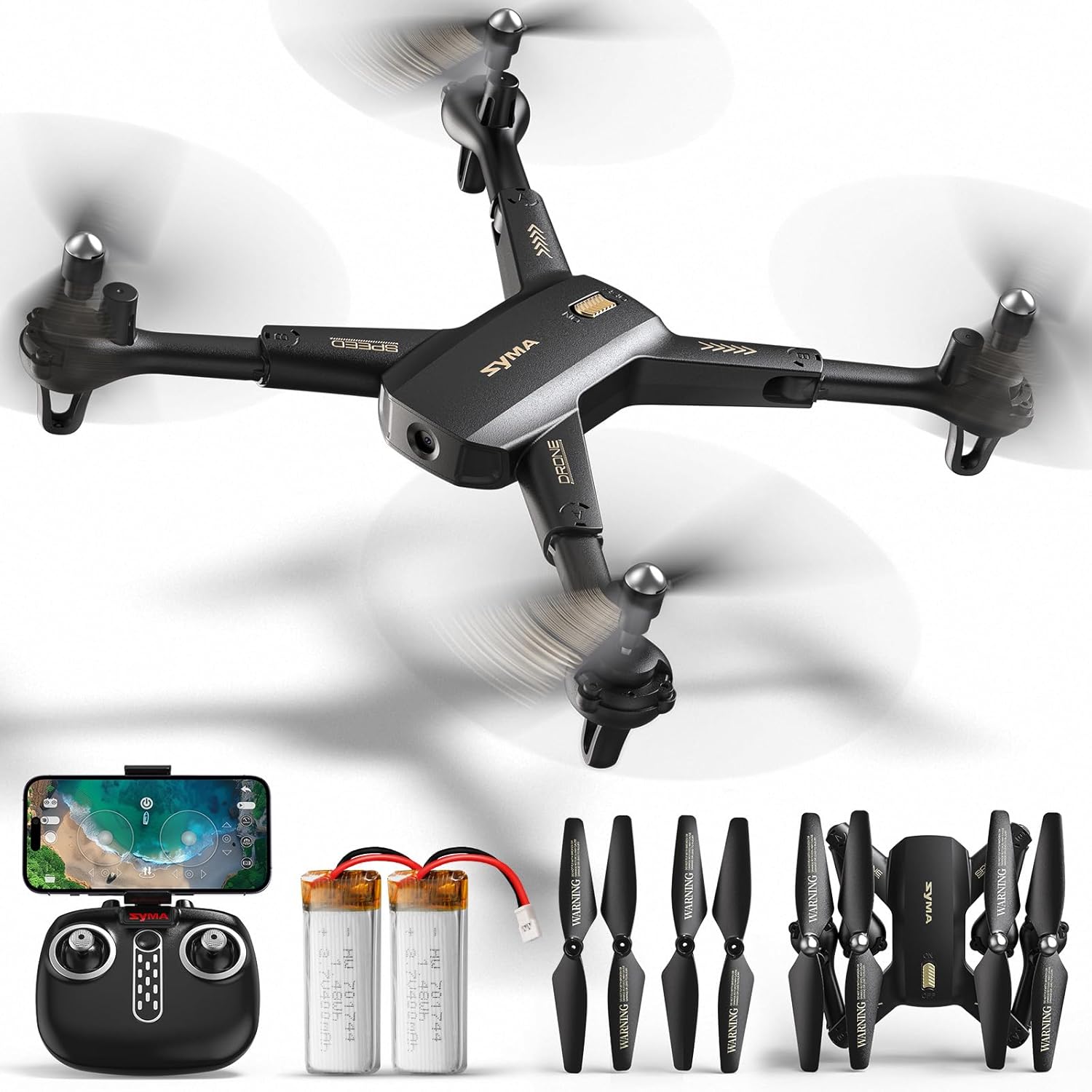 SYMA Drone with Camera 1080P HD FPV Cameras Remote Control Toys RC Quadcopter Helicopter Gifts for Boys Girls Adults Beginners with Altitude Hold, Headless Mode, One Key Start, 3D Flips 2 Batteries image 1