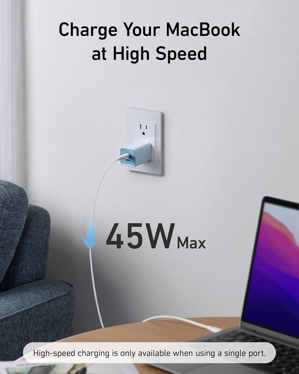 Anker Nano Charger, 47W 2 Port Compact Foldable GaN USB C Charger for iPhone 16/15, Galaxy, Pixel, Compatible with MagSafe (Black) image 3