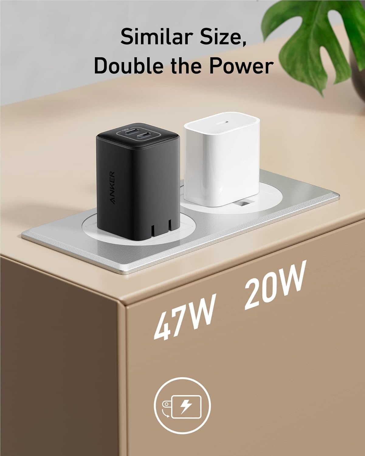 Anker Nano Charger, 47W 2 Port Compact Foldable GaN USB C Charger for iPhone 16/15, Galaxy, Pixel, Compatible with MagSafe (Black) image 5