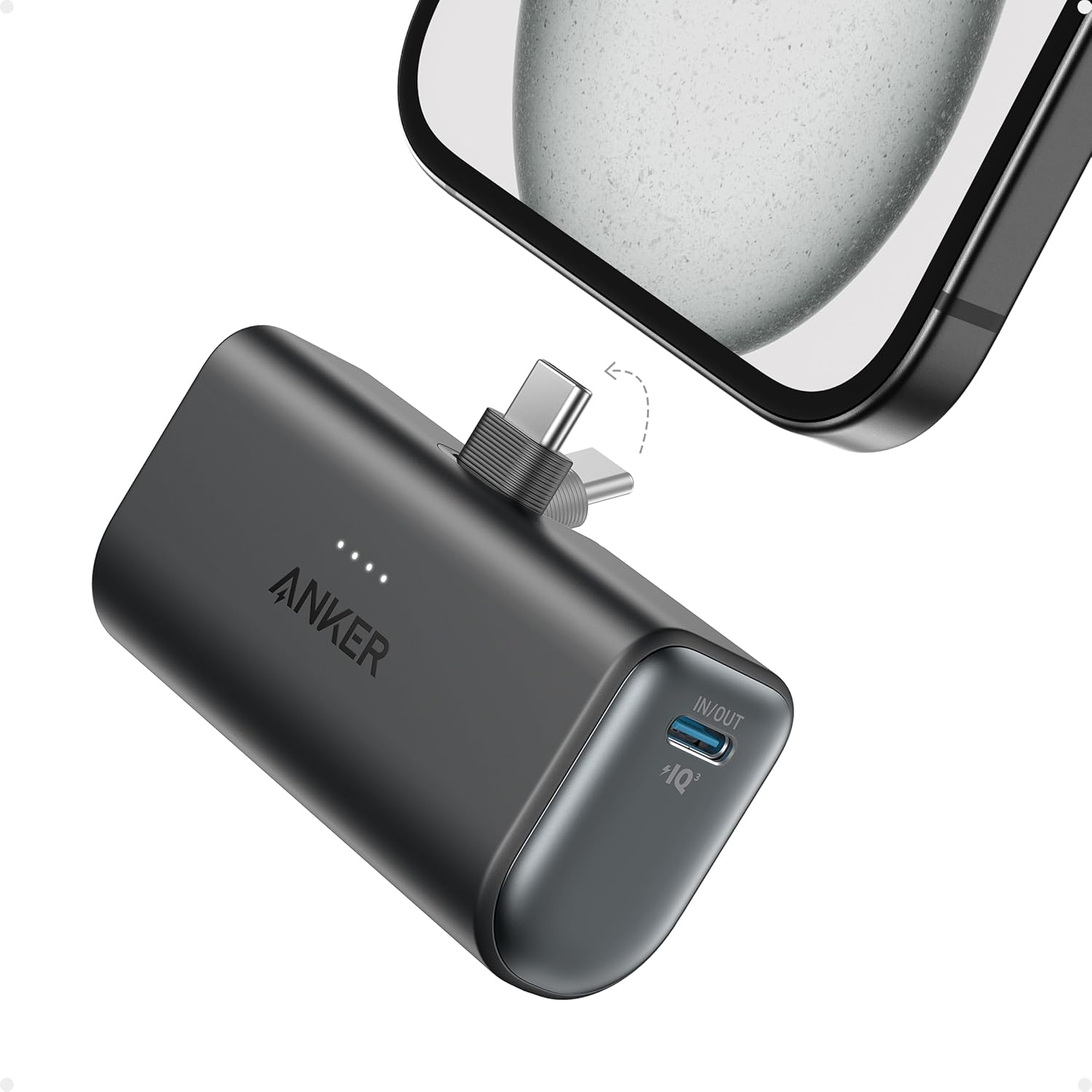 Anker Nano Power Bank with Built-in USB-C Connector, 5,000mAh Portable Charger 22.5W, for iPhone 16/15 Series, Samsung, iPad Pro/Air, and More image 1