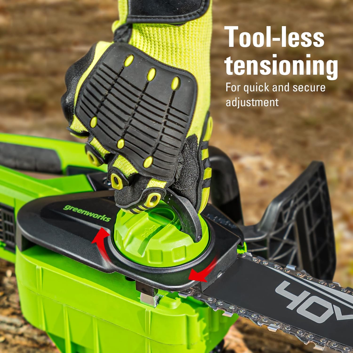 Greenworks 40V 12" Cordless Compact Chainsaw (Great For Storm Clean-Up, Pruning, and Camping), Tool Only image 4
