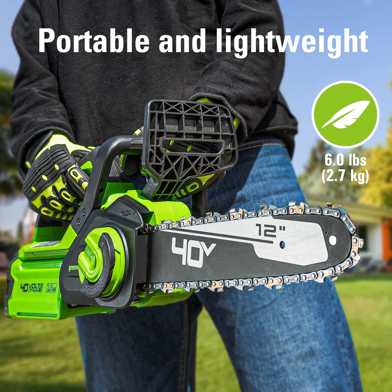 Greenworks 40V 12" Cordless Compact Chainsaw (Great For Storm Clean-Up, Pruning, and Camping), Tool Only image 5