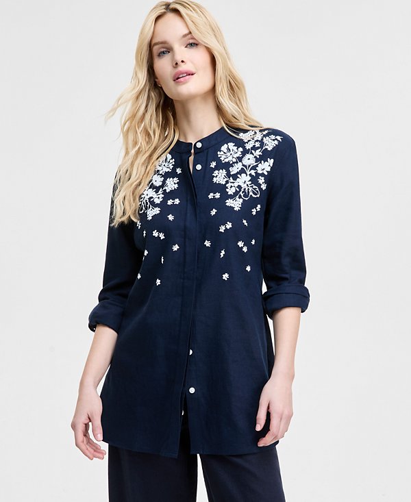 Women's Floral Puff-Print Tunic image 1
