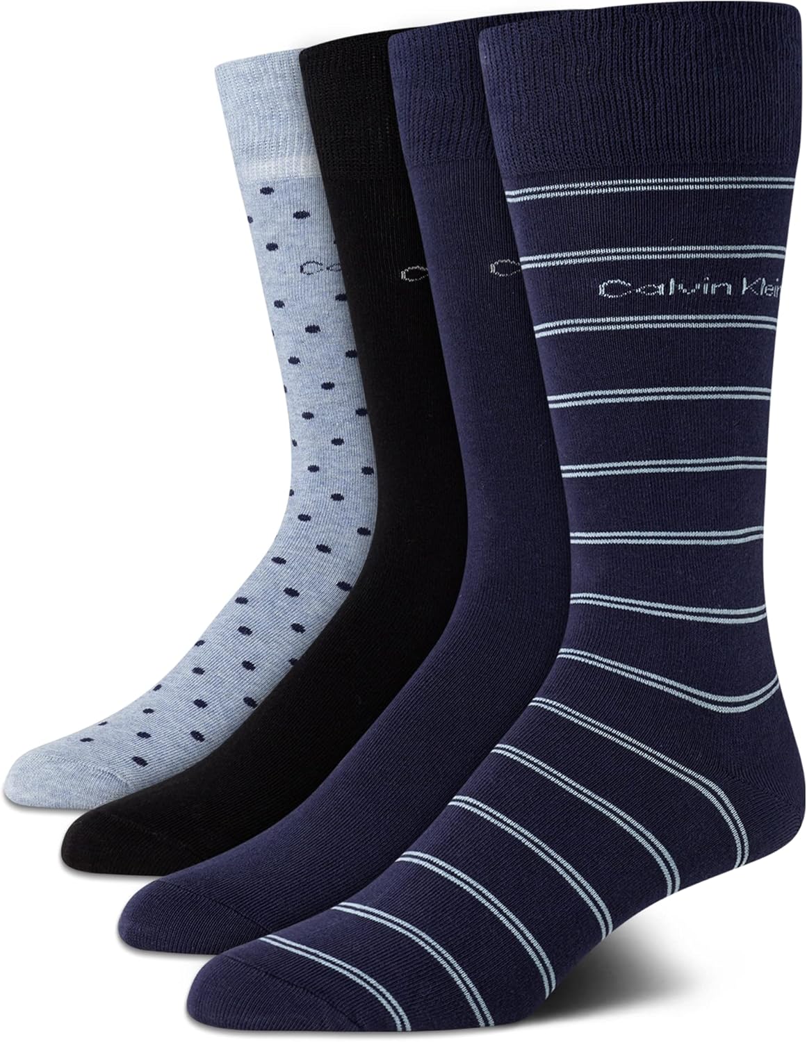 Calvin Klein Men's Dress Socks - 4 Pack Soft Cotton Blend, Striped Crew Socks - Casual Long Work Socks for Men (Sizes: 7-12) image 1