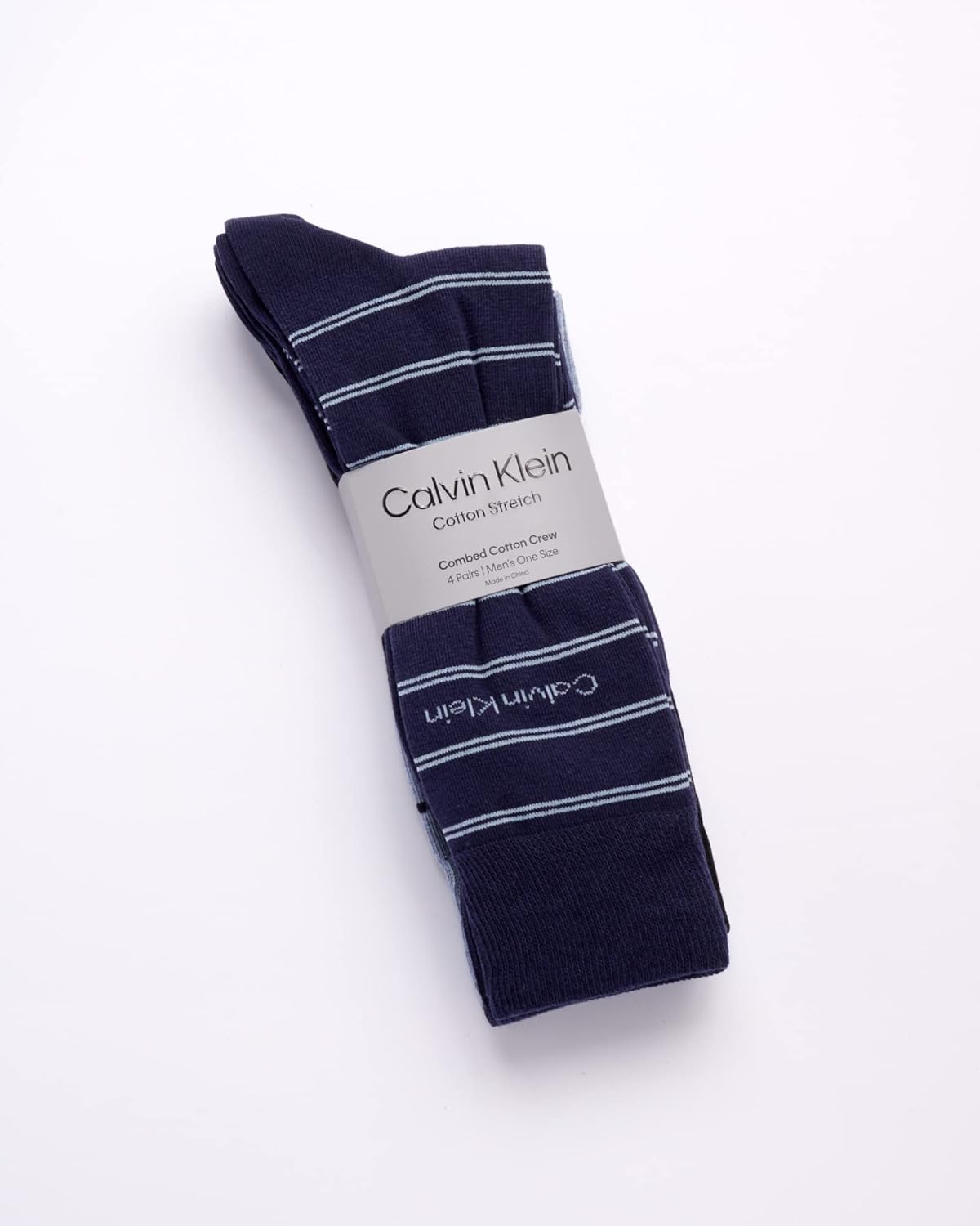 Calvin Klein Men's Dress Socks - 4 Pack Soft Cotton Blend, Striped Crew Socks - Casual Long Work Socks for Men (Sizes: 7-12) image 2