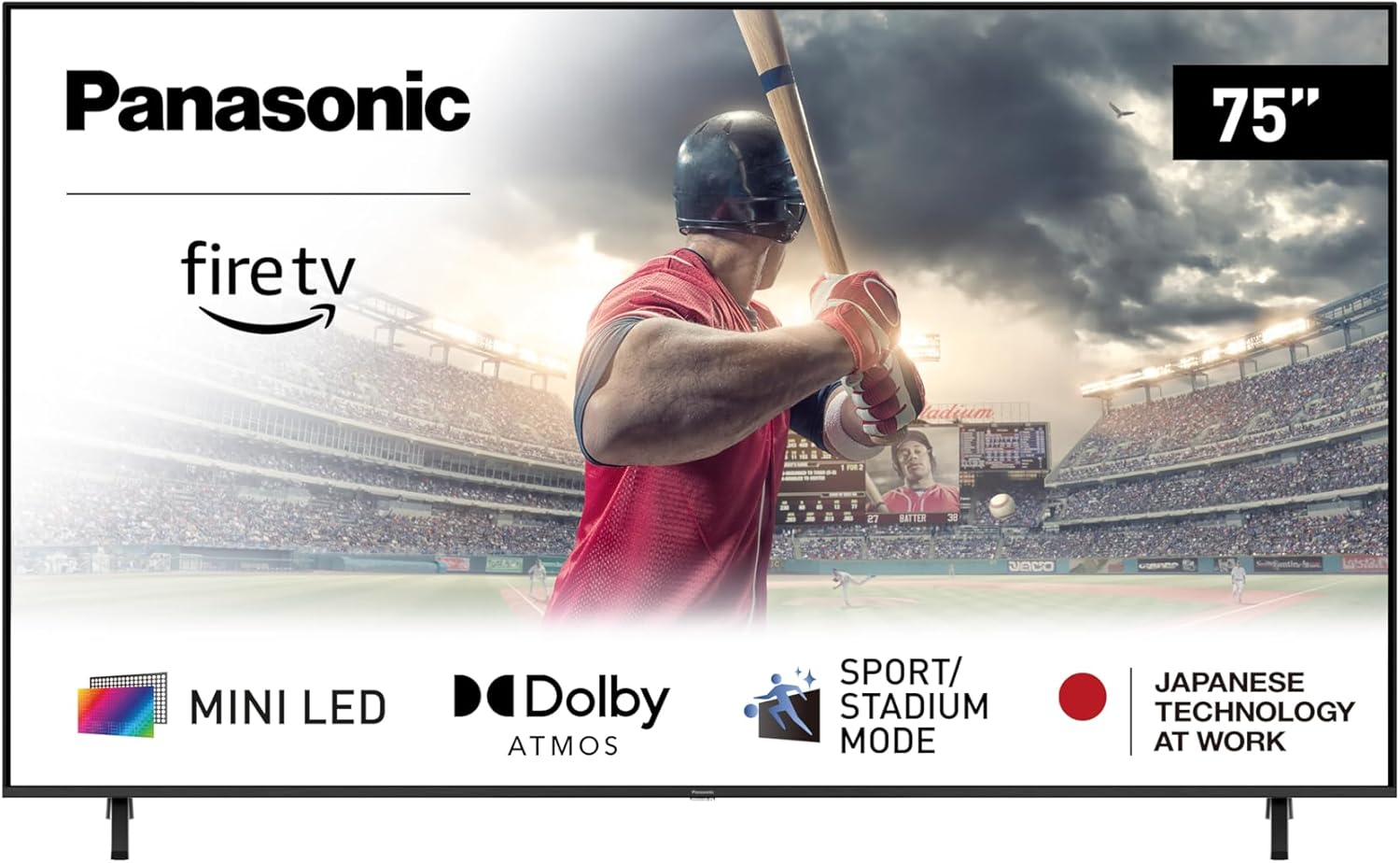 Panasonic W95 Series 75-inch Mini LED 4K Ultra HD Smart Fire TV, Sport Stadium Mode, ATSC3.0, Dolby Vision IQ, Dolby Atmos, HDR10+ Adaptive, Press and Ask Alexa, 144Hz, Wall-mountable - 75W95AP image 1
