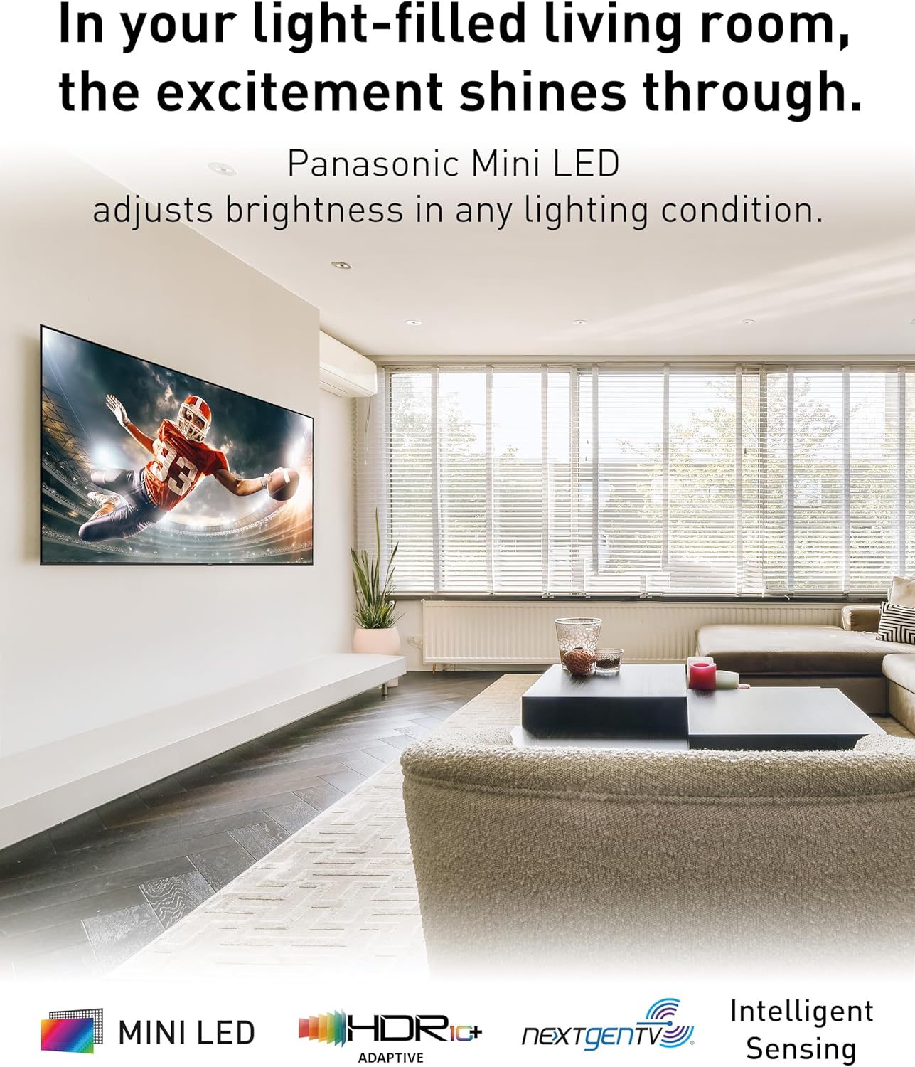 Panasonic W95 Series 75-inch Mini LED 4K Ultra HD Smart Fire TV, Sport Stadium Mode, ATSC3.0, Dolby Vision IQ, Dolby Atmos, HDR10+ Adaptive, Press and Ask Alexa, 144Hz, Wall-mountable - 75W95AP image 3