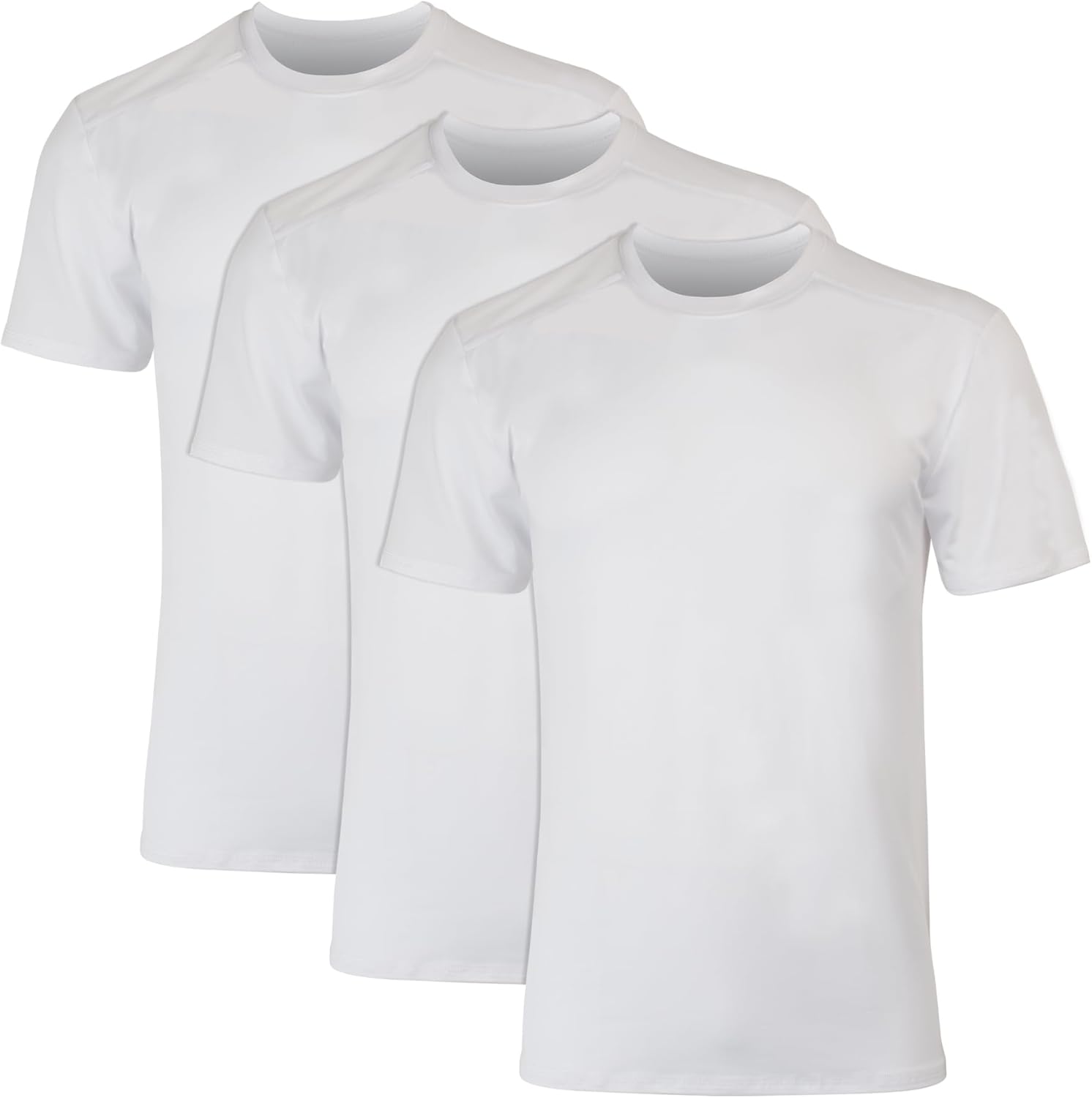 Hanes Men's Moves Breathable Mesh Back T-Shirt, X-Temp Moisture-Wicking Tee, White or Black/Grey, 3-Pack image 1