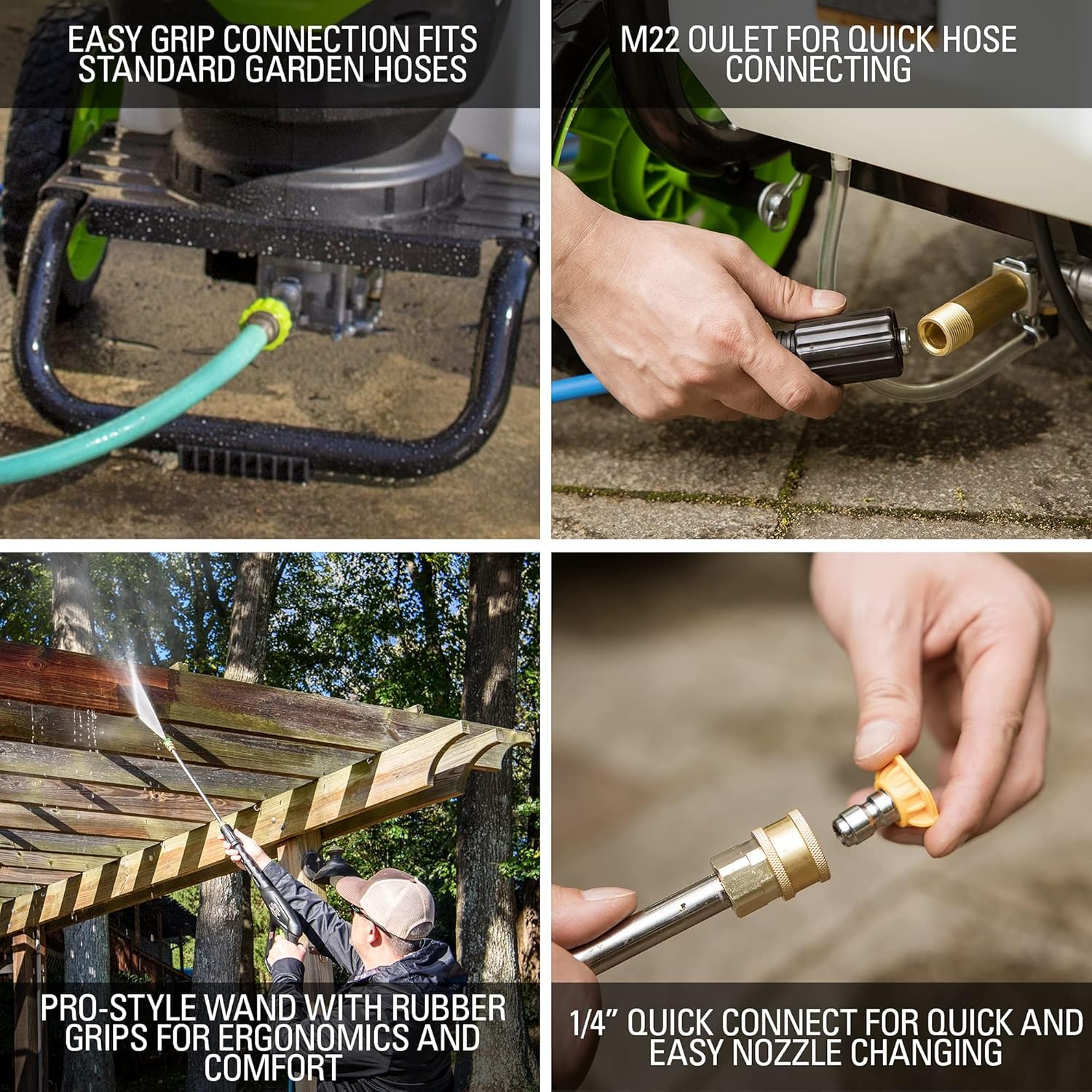 Greenworks 2300 PSI TruBrushless (2.3 GPM) Electric Pressure Washer, 25’ Hose, Quick Connect Wand, 15, 24, 40 Degree Soap and Turbo Nozzle image 7