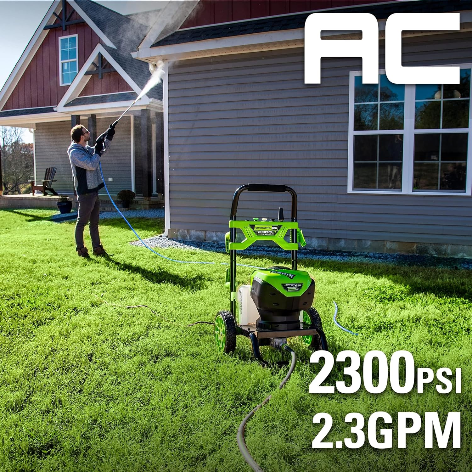 Greenworks 2300 PSI TruBrushless (2.3 GPM) Electric Pressure Washer, 25’ Hose, Quick Connect Wand, 15, 24, 40 Degree Soap and Turbo Nozzle image 12