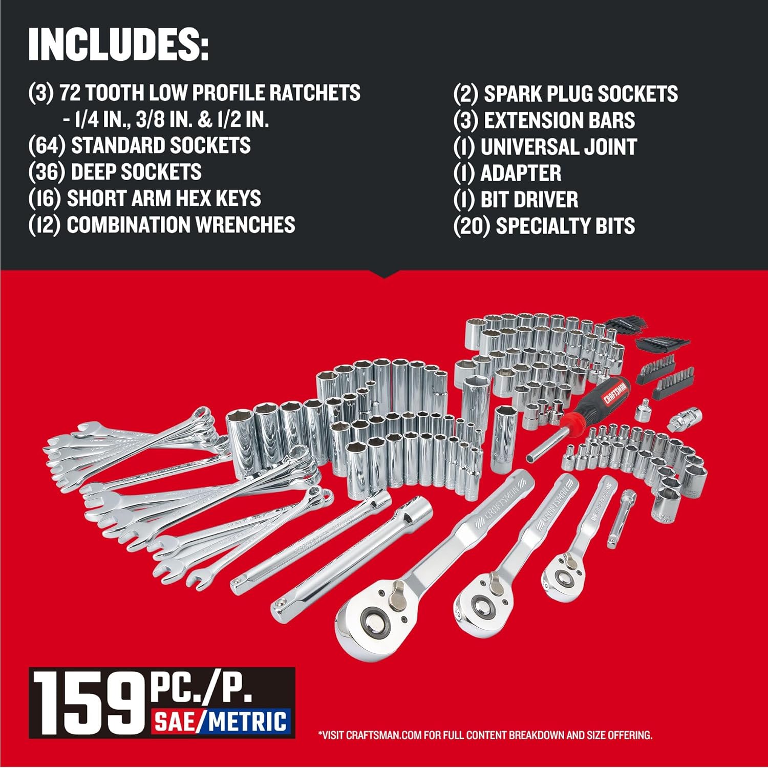 CRAFTSMAN 159 Piece Mechanics Tool Set (CMMT12125) image 3