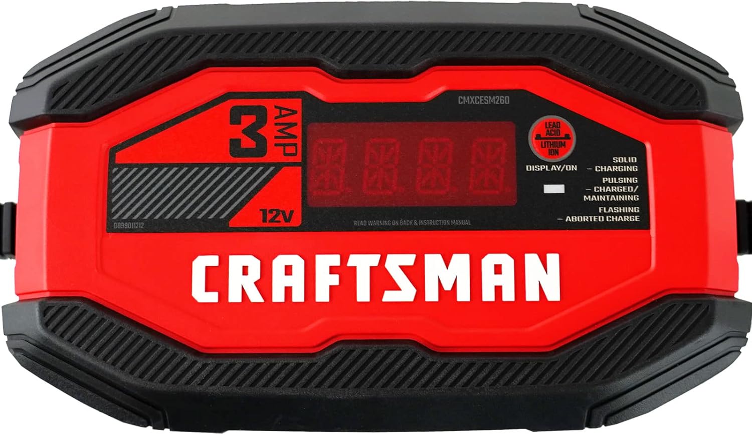 CRAFTSMAN Battery Charger and Maintainer, CMXCESM260, 3-in-1, Fully Automatic, 3 Amps, 12 Volt, for Motorcycle, Car, SUV, Truck and Marine Batteries image 1