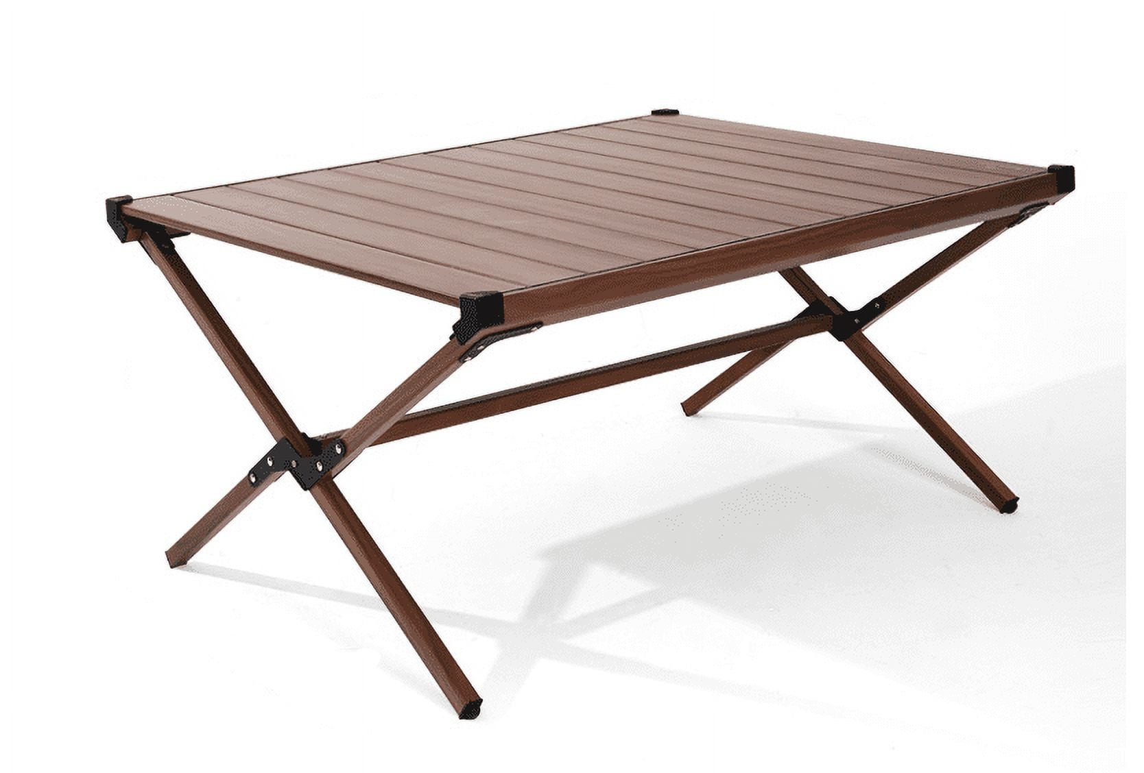 Ozark Trail Aluminum Roll-Top Camping Table, Dark Brown image 1