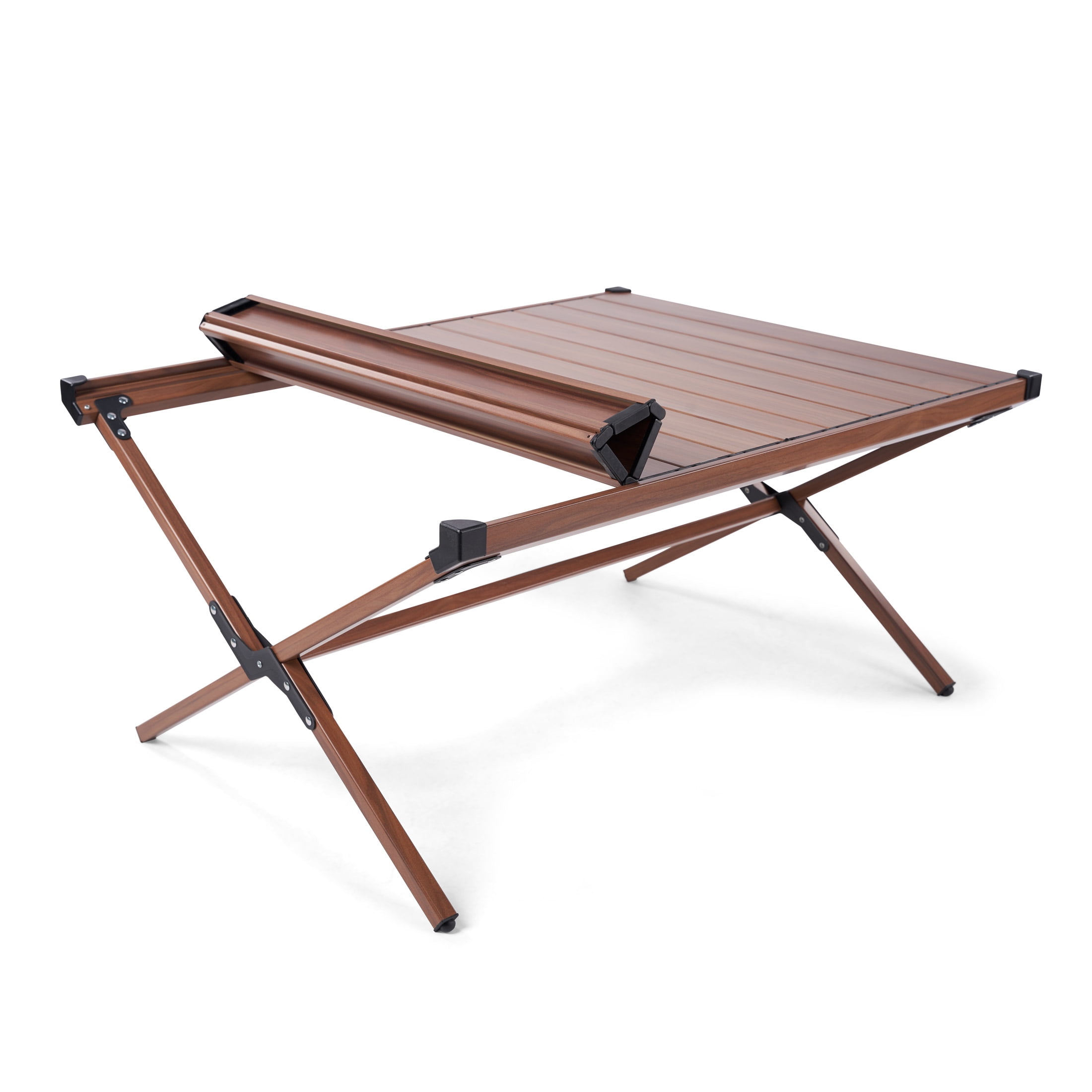 Ozark Trail Aluminum Roll-Top Camping Table, Dark Brown image 2