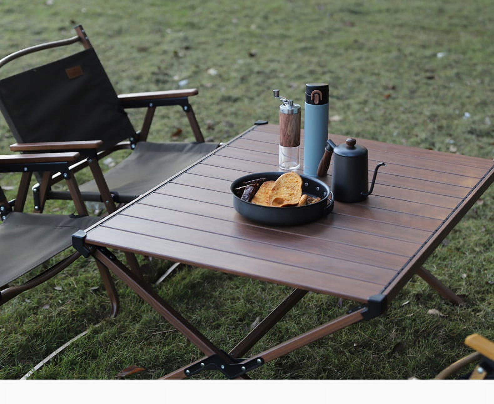 Ozark Trail Aluminum Roll-Top Camping Table, Dark Brown image 8