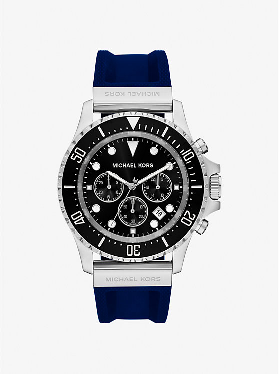 Oversized Everest Silver-Tone and Silicone Watch image 1