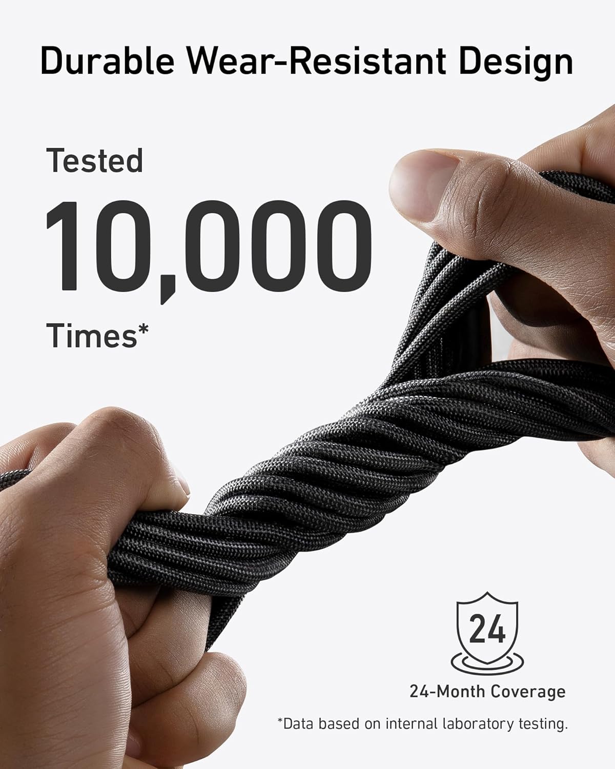 Anker USB C Cable, 240W Bio-Braided Type C Fast Charge Cord for iPhone 16/16 Pro, MacBook Pro 2020, iPad Pro,and More(USB 2.0, 10FT, Phantom Black) image 4