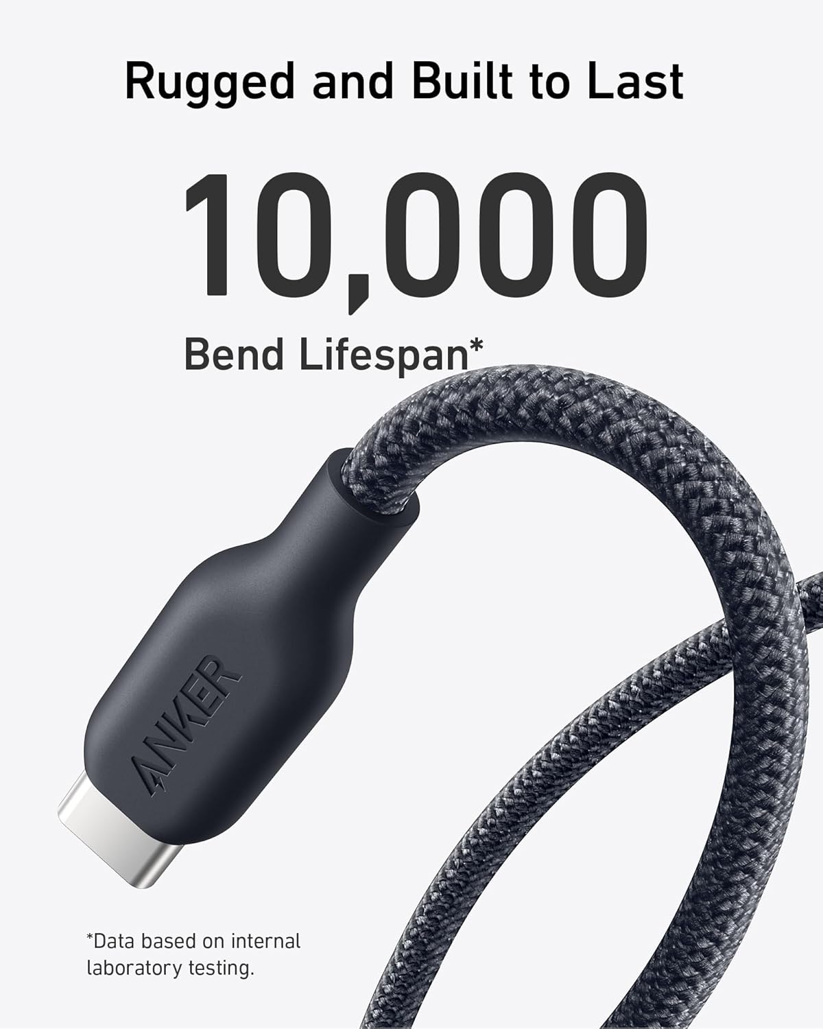 Anker USB C Cable, 240W Bio-Braided Type C Fast Charge Cord for iPhone 16/16 Pro, MacBook Pro 2020, iPad Pro,and More(USB 2.0, 10FT, Phantom Black) image 5