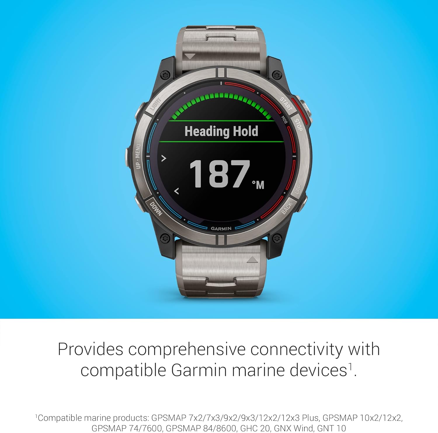 Garmin quatix® 7X Solar Edition, Marine GPS Smartwatch, Solar Charging Capabilities, Durable Watch with Flashlight, Tide Changes and Anchor Drag Alerts, Waypoint Marking image 4