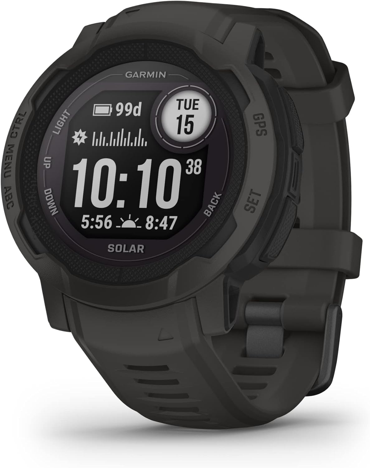 Garmin Instinct 2 Solar, GPS Outdoor Watch, Solar Charging Capabilities, Multi-GNSS Support, Tracbak Routing, Graphite image 1