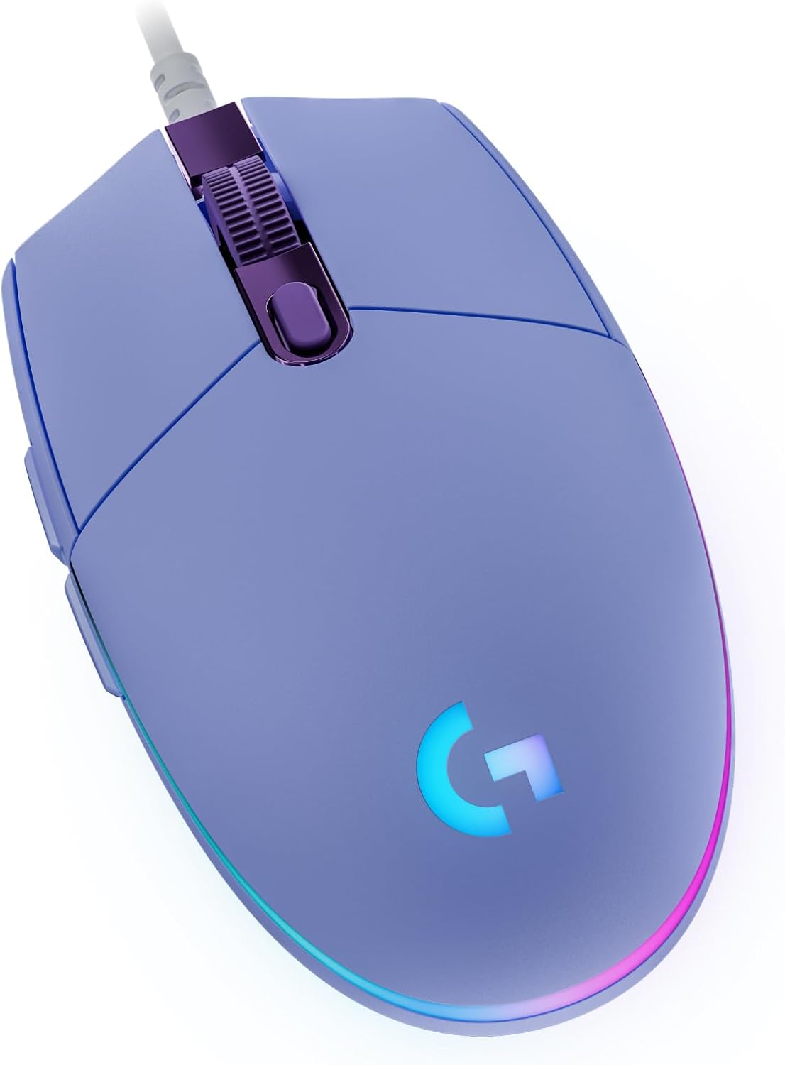 Logitech G203 Wired Gaming Mouse, 8,000 DPI, Rainbow Optical Effect LIGHTSYNC RGB, 6 Programmable Buttons, On-Board Memory, Screen Mapping, PC/Mac Computer and Laptop Compatible - Lilac image 1