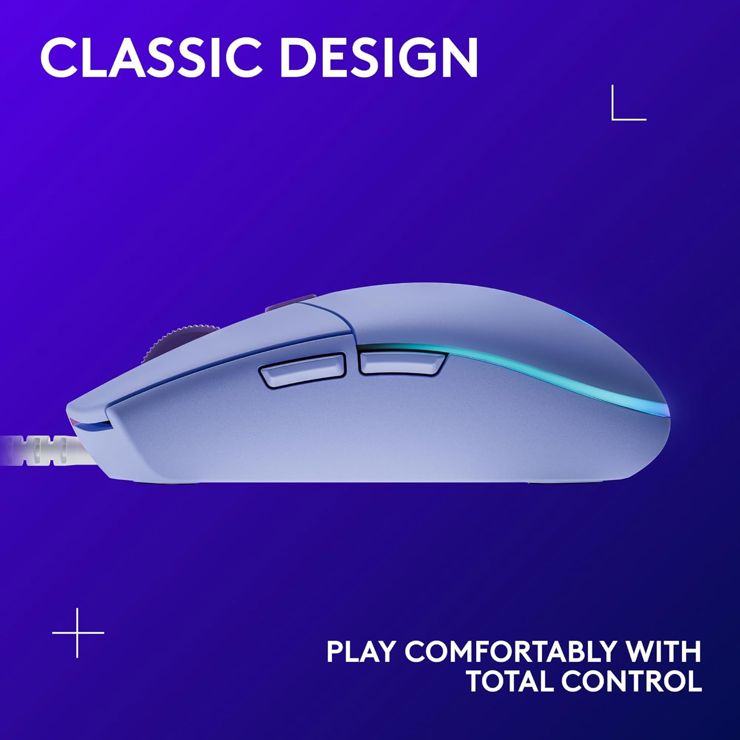 Logitech G203 Wired Gaming Mouse, 8,000 DPI, Rainbow Optical Effect LIGHTSYNC RGB, 6 Programmable Buttons, On-Board Memory, Screen Mapping, PC/Mac Computer and Laptop Compatible - Lilac image 7