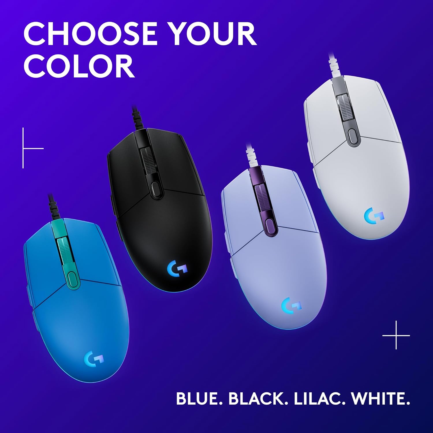 Logitech G203 Wired Gaming Mouse, 8,000 DPI, Rainbow Optical Effect LIGHTSYNC RGB, 6 Programmable Buttons, On-Board Memory, Screen Mapping, PC/Mac Computer and Laptop Compatible - Lilac image 8